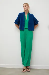 Kalhoty Herskind dámské, zelená barva, široké, high waist
