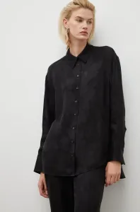 Košile Herskind dámská, černá barva, relaxed, s klasickým límcem #3441244