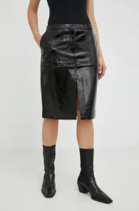Kožená sukně Herskind Rillo černá barva, mini
