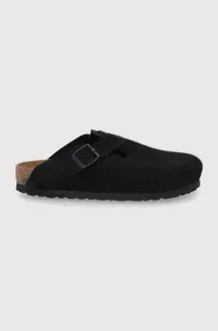 Semišové pantofle Birkenstock Boston dámské, černá barva