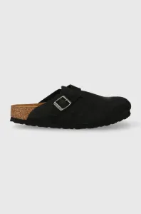 Semišové pantofle Birkenstock dámské, černá barva #6120259