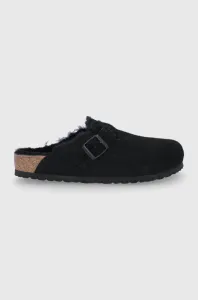 Semišové papuče Birkenstock Boston VL/Fell černá barva #4984032