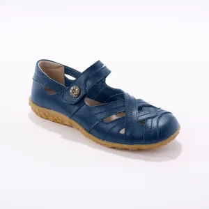 Vycházková obuv z pružné kůže, námořnicky modré #4383190