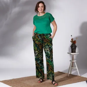 Široké kalhoty s potiskem listů #4879033