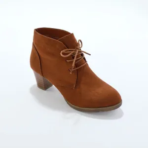 Kotníkové boty na podpatku v dřevěném vzhledu #5578528