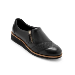PEDICONFORT Kožené pohodlné boty na klínové podrážce, černé #5579236