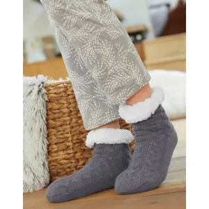 Bačkorové ponožky s copánkovým vzorem a protiskluzovou úpravou #617795