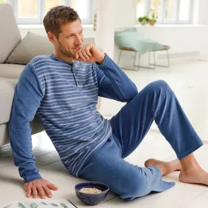 Velurové pruhované pyžamo s barvenými vlákny #610288