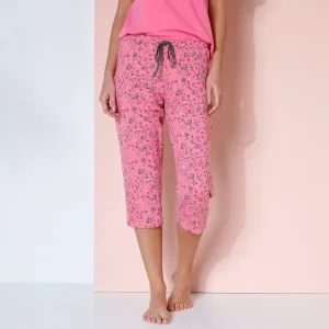 Pyžamové 3/4 kalhoty s potiskem květin 