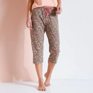Pyžamové 3/4 kalhoty s potiskem květin 