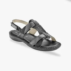 Dvoubarevné kožené sandály, černé #4361626