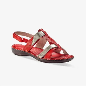 Dvoubarevné kožené sandály, červené #4372206