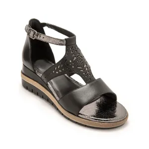 Kožené sandály s pajetkami, černé #4366144