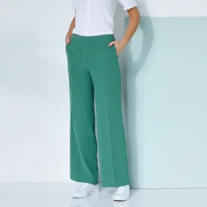 Široké kalhoty s pružným pasem, krep