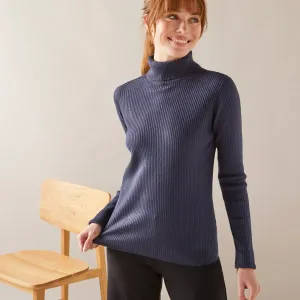 Žebrovaný pulovr s rolákem #617590