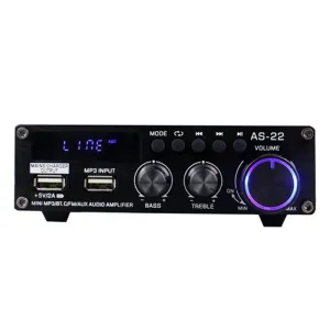 Blitzwolf AS-22 audio zesilovač, 45W, Bluetooth 5.0, USB + dálkové ovládání (černý)
