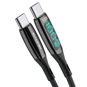 BlitzWolf kabel USB-C na USB-C BW-TC23, s displejem, 100W, 1,8 m (černý)