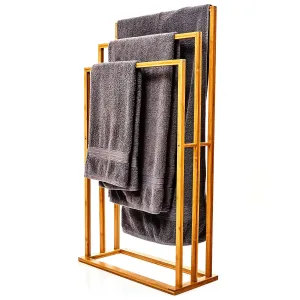 Blumfeldt Věšák na ručníky, 3 tyče na ručníky, 55 x 100 x 24 cm, stupňový design, bambus