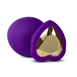 / Temptasia S - anální dildo se zlatým kamínkem ve tvaru srdce (fialové) - malé