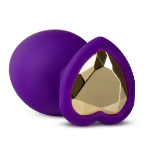 Temptasia M - anální dildo ve tvaru srdce se zlatým kamínkem (fialové) - střední