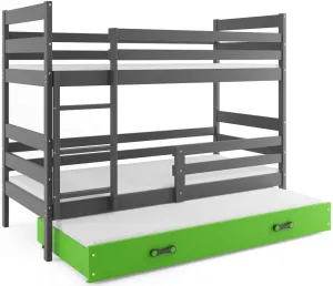 BMS Dětská patrová postel ERYK 3 s přistýlkou | šedá Barva: Šedá / zelená, Rozměr: 200 x 90 cm #5341414