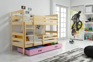 BMS Dětská patrová postel ERYK | borovice Barva: Borovice / růžová, Rozměr: 190 x 80 cm #5339127