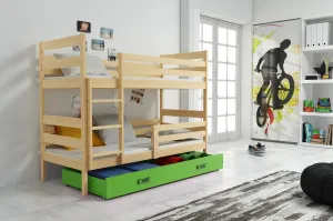 BMS Dětská patrová postel ERYK | borovice Barva: Borovice / zelená, Rozměr: 190 x 80 cm #5339138