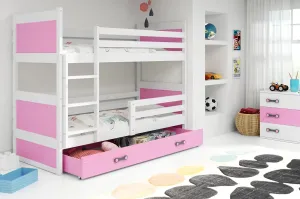 BMS Dětská patrová postel RICO | bílá 80 x 160 cm Barva: Růžová #5341428