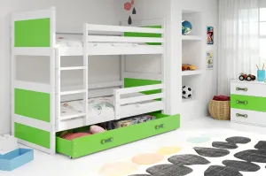 BMS Dětská patrová postel RICO | bílá 80 x 160 cm Barva: Zelená #5341430