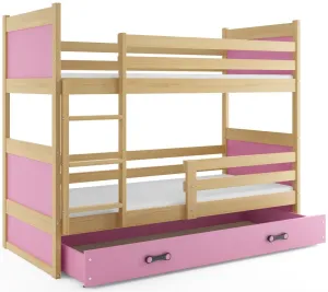 BMS Dětská patrová postel RICO | borovice 80 x 160 cm Barva: Růžová #5341445