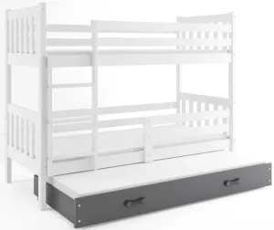 BMS Dětská patrová postel s přistýlkou CARINO 3 | 80 x 190 cm Barva: bílá / šedá #5341604