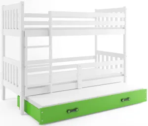 BMS Dětská patrová postel s přistýlkou CARINO 3 | 80 x 190 cm Barva: bílá / zelená #5341603