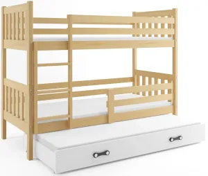 BMS Dětská patrová postel s přistýlkou CARINO 3 | 80 x 190 cm Barva: Borovice / bílá #5341607