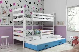 BMS Dětská patrová postel s přistýlkou Eryk 3 | bílá Barva: bílá / modrá, Rozměr: 160 x 80 cm #5339212