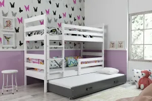 BMS Dětská patrová postel s přistýlkou Eryk 3 | bílá Barva: bílá / šedá, Rozměr: 160 x 80 cm #5339210