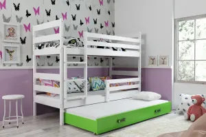 BMS Dětská patrová postel s přistýlkou Eryk 3 | bílá Barva: bílá / zelená, Rozměr: 160 x 80 cm #5339209
