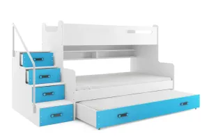 BMS Dětská patrová postel s přistýlkou MAX 3 Barva: Modrá #5339193