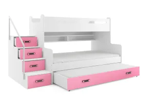 BMS Dětská patrová postel s přistýlkou MAX 3 Barva: Růžová #5339194