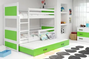 BMS Dětská patrová postel s přistýlkou RICO 3 | bílá 80 x 190 cm Barva: Zelená #5341481