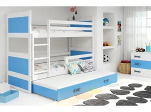 BMS Dětská patrová postel s přistýlkou RICO 3 | bílá 90 x 200 cm Barva: bílá / modrá #5341483