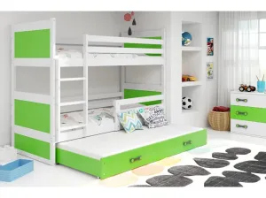 BMS Dětská patrová postel s přistýlkou RICO 3 | bílá 90 x 200 cm Barva: bílá/zelená