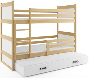 BMS Dětská patrová postel s přistýlkou RICO 3 | borovice 80 x 160 cm Barva: Bílá #5341487