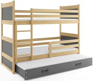 BMS Dětská patrová postel s přistýlkou RICO 3 | borovice 80 x 160 cm Barva: Šedá #5341490