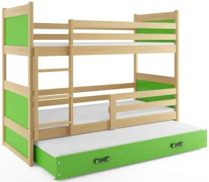 BMS Dětská patrová postel s přistýlkou RICO 3 | borovice 80 x 160 cm Barva: Zelená #5341491