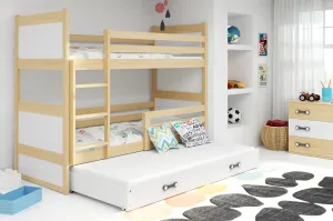 BMS Dětská patrová postel s přistýlkou RICO 3 | borovice 90 x 200 cm Barva: Bílá #5341497