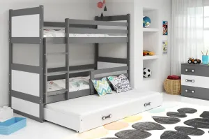 BMS Dětská patrová postel s přistýlkou RICO 3 | šedá 80 x 190 cm Barva: Bílá #5341503