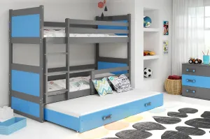BMS Dětská patrová postel s přistýlkou RICO 3 | šedá 80 x 190 cm Barva: Modrá #5341504