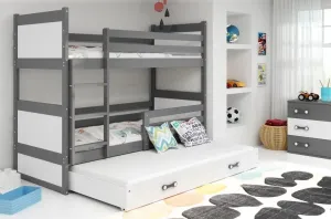 BMS Dětská patrová postel s přistýlkou RICO 3 | šedá 90 x 200 cm Barva: Bílá #5341507
