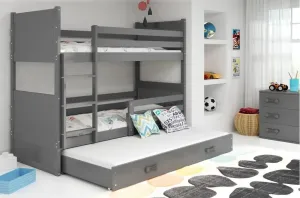 BMS Dětská patrová postel s přistýlkou RICO 3 | šedá 90 x 200 cm Barva: Šedá #5341510