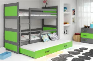 BMS Dětská patrová postel s přistýlkou RICO 3 | šedá 90 x 200 cm Barva: Zelená #5341511